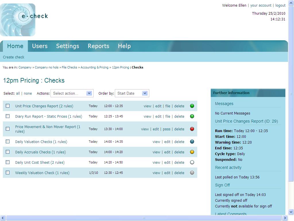 e-check dashboard